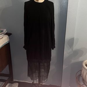 Zara black long sleeve dress with lace bottom